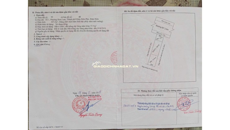 BÁN ĐẤT TỔ 1 HIM LAM(cũ) PHƯỜNG ĐIỆN BIÊN PHỦ - ĐIỆN BIÊN
